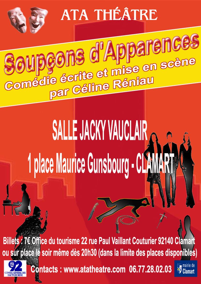 Affiche Soupçons d' apparences piece de theatre de Céline Reniau